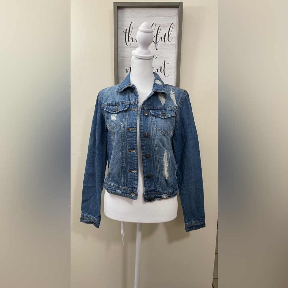 Highway Women’s Jean Denim Distressed Jacket Short Sz Small. - Picture 2 of 16